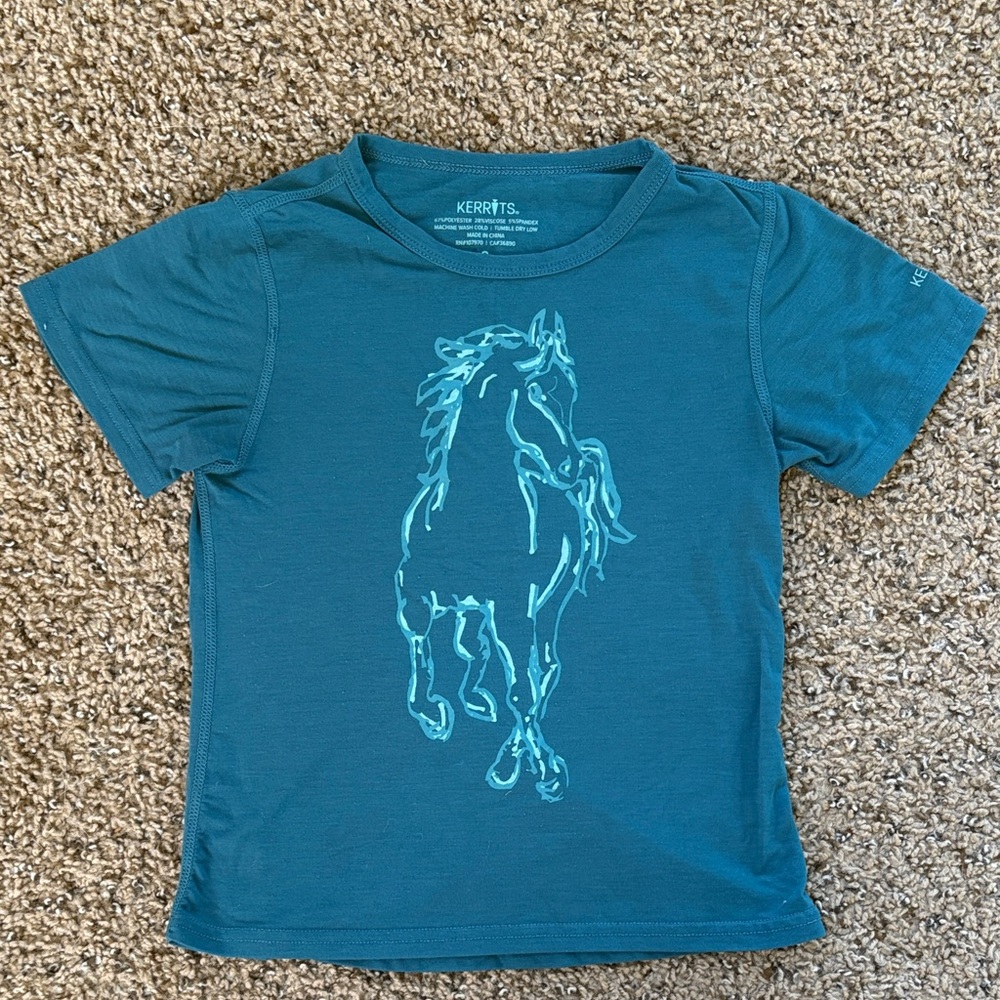 Kerrits Kids Teal Horse Print Tee